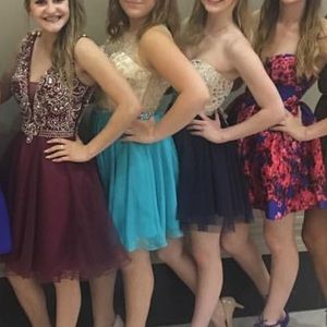 The gold and teal dress formal dress hoco/prom